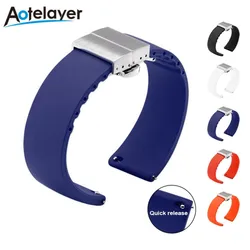 14mm 16mm 18mm 20mm 22mm Quick Release Universal Flat Watchband Men Women Sport Silicone Strap For Samsung Galaxy Watch 3/4