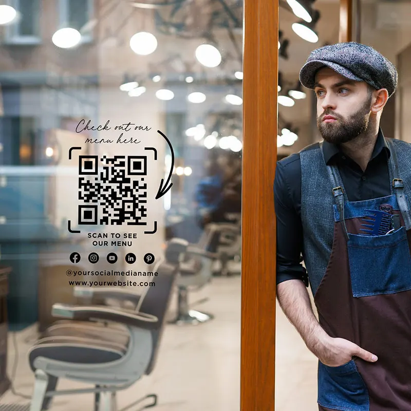 Custom QR Code Vinyl Decal - Social Media, Website Sticker, Business, Window Decor Self Adhesive, Removable Personalized Q159