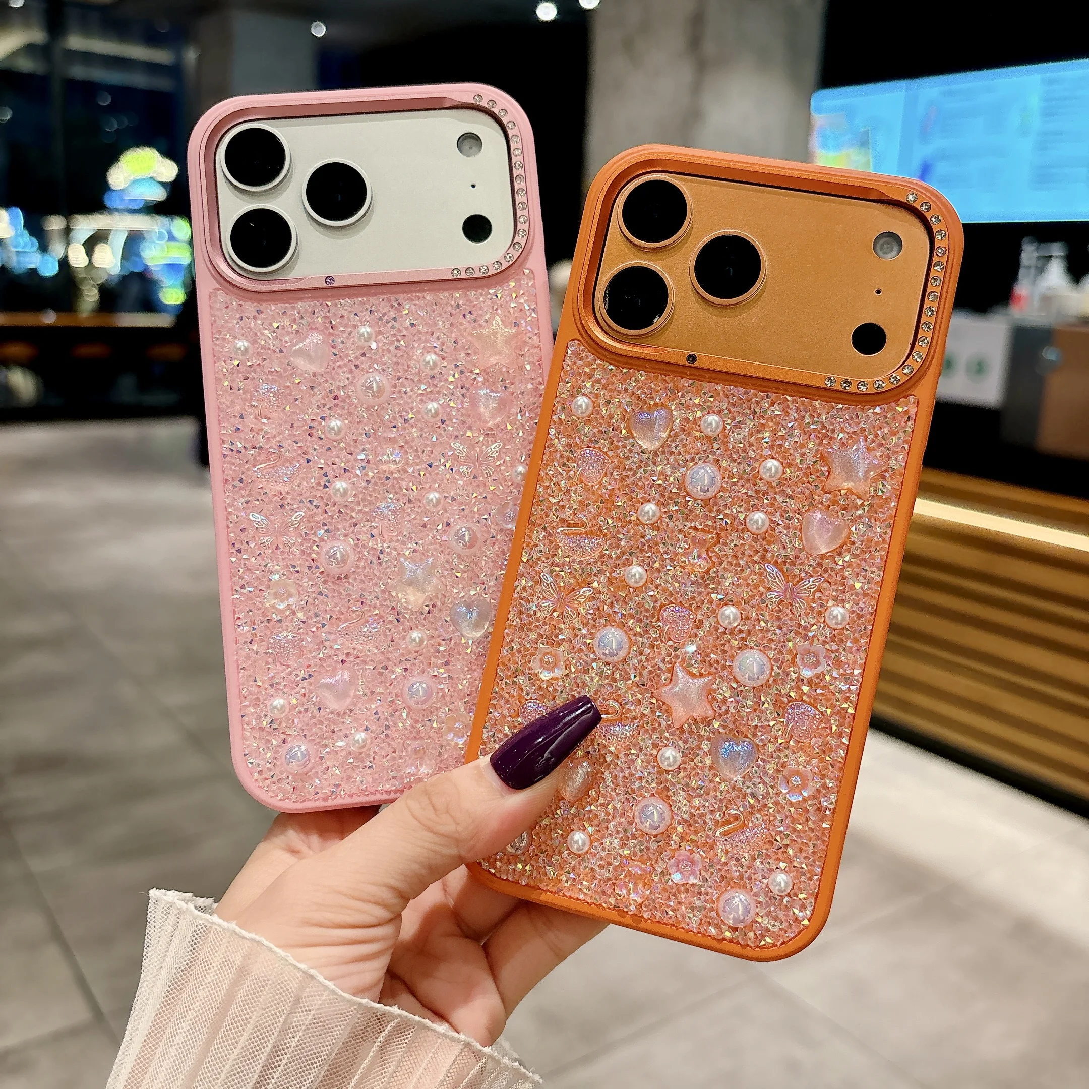 

Чехол для телефона с блестящими бриллиантами и стразами для iPhone Air 17, 16, 15, 14 Pro Max, роскошный блестящий противоударный чехол для девочек