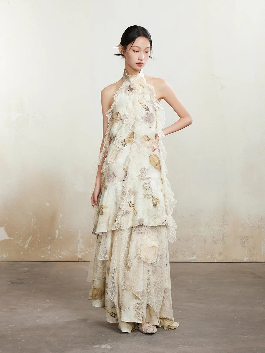 

ONMOON Summer Irregular Design Floral Print ter Dr with Lace Trim ort Skirt Sexy Sle No Sve Women's Dr