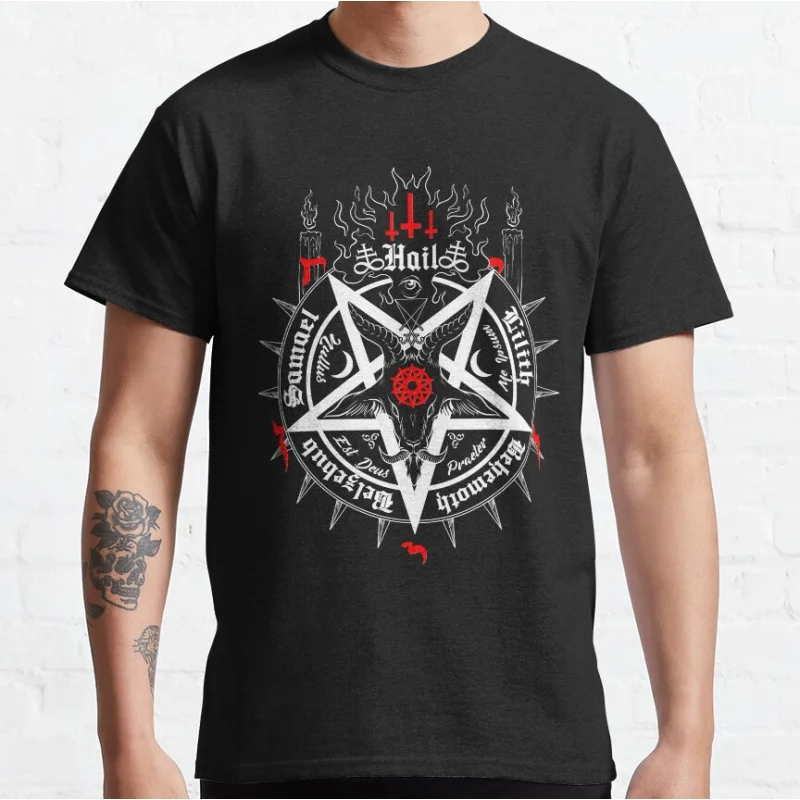 

Mark Of The Beast Pentagram Sigil Funny science Gift T shirt Sacred Geometry Graphic clothes All size Tops 100% cotton Tee