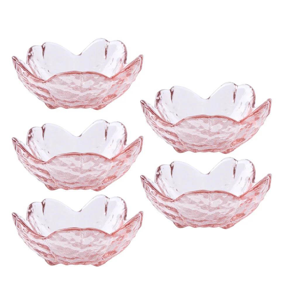 

5 шт., стеклянные тарелки для соуса с вишневым цветом, тарелки для сервировки специй в японском стиле, миски для приправ для соевого соуса, держатель для приправ