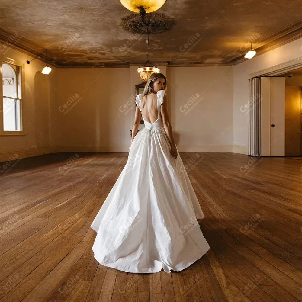 Simple Wedding Dresses A Line Satin Bridal Gowns Sleeveless Backless Robes For Formal Party Customized Vestidos De Novia 2026