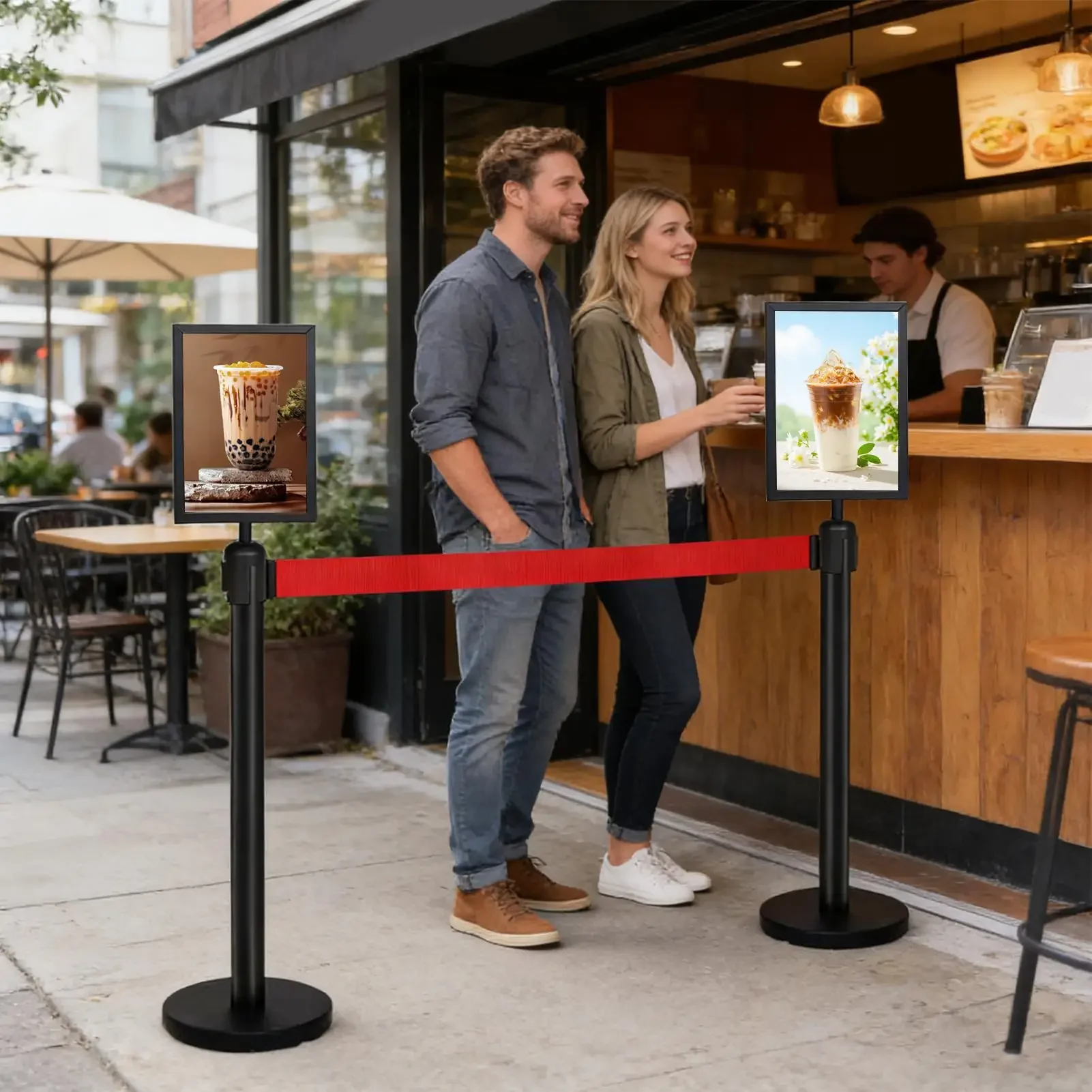 Stanchion Sign Holder A4 Pedestal Double Sided Poster Frame Top Stand Poster Display For Outdoor Crowd Control Guidance