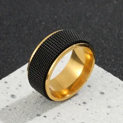 Fashion Rotatable Wide Stainless Steel Rings Titanium Couple Rings Deformable Mesh Wedding Accessories Jewelry for Women Men