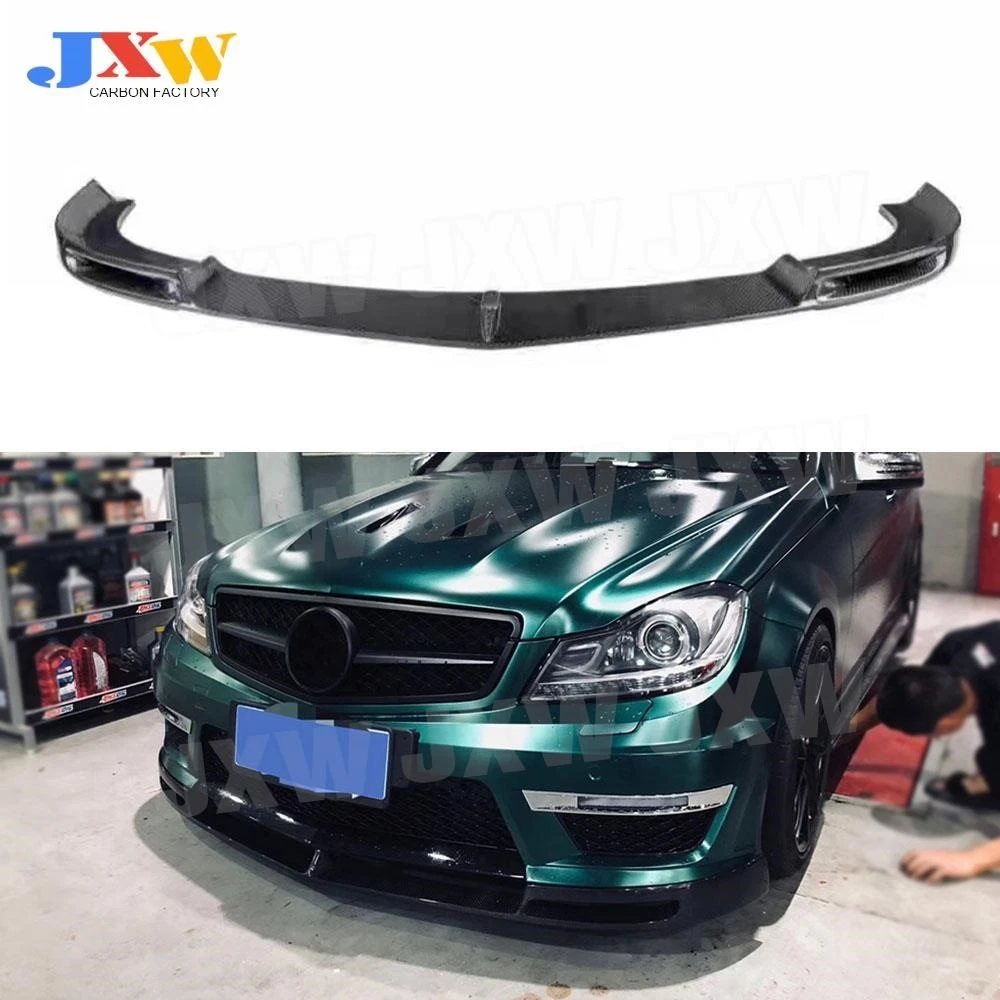 

For C Class Carbon Fiber Front Bumper Lip Spoiler for Mecedes Benz W204 C63 AMG 2012-2014 FRP Head Chin Shovel Guard Car Styling