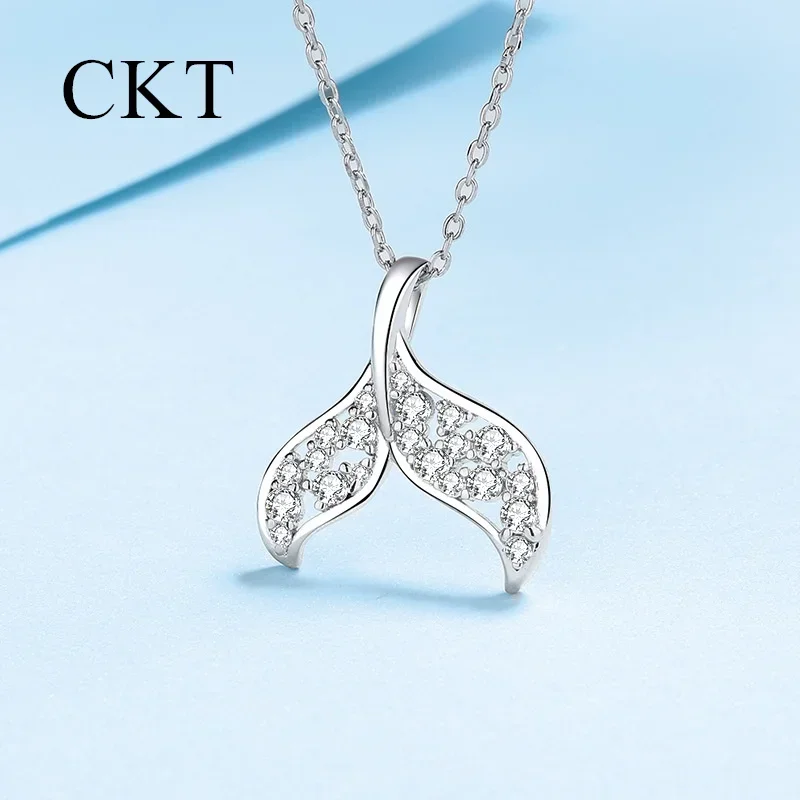 18K White Gold Platinum Moissanite Necklace Pt950 Dolphin Pendant for Women Fashionable Hundred Gifts Wedding Fine Jewelry