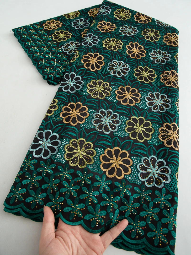 2025 Swiss Voile Cotton Lace Fabric Embroidered African Lace Fabric High Quality Nigerian Party Dress for Women Sewing,5yard4601