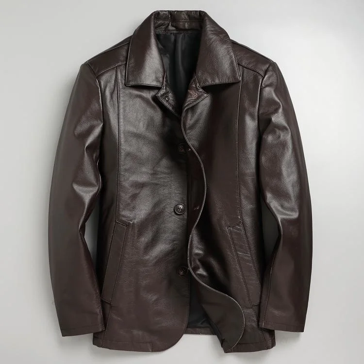 Mew Free genuine shipping.Plus Cowhide business leisure jacket.Classic casual leather Suit jacket.Quality slim leather cloth.