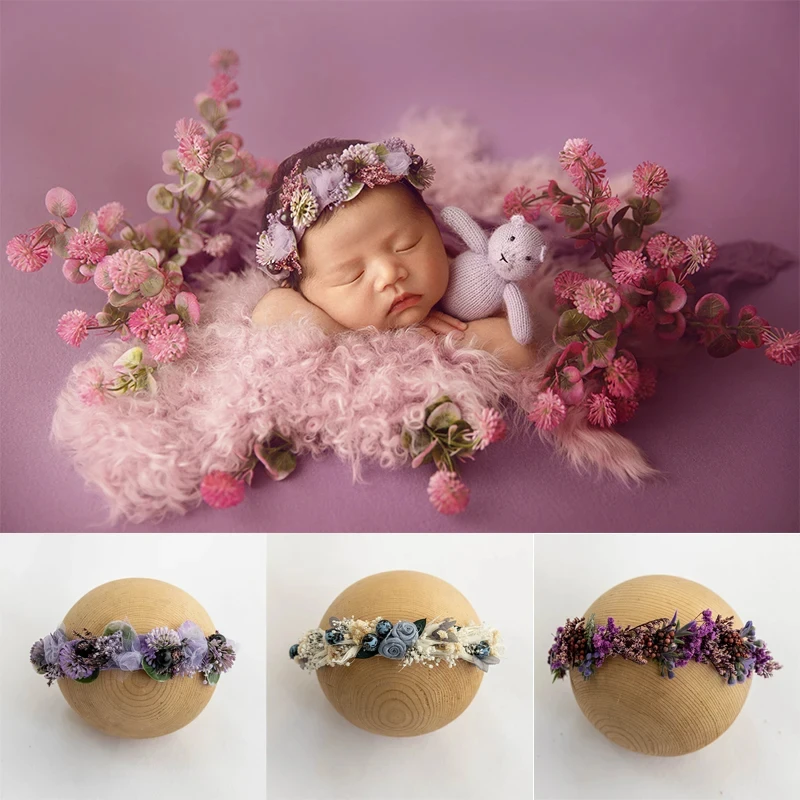 Baby Headflower dla noworodka rekwizyty fotograficzne dziewczynka nakrycie głowy kwiatowa opaska na głowę zdjęcie studyjne nakrycia głowy dla niemowląt akcesoria do włosów