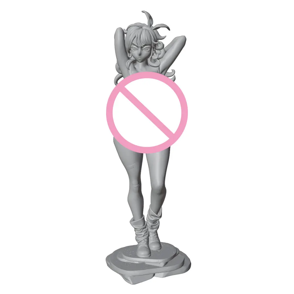 1/24/12/6 Gun-wielding Launcher,NSFW,Casual Style Girl with Fluffy Curly Hair - Resin Model Kit / 3D Printed Statue,Unpainted