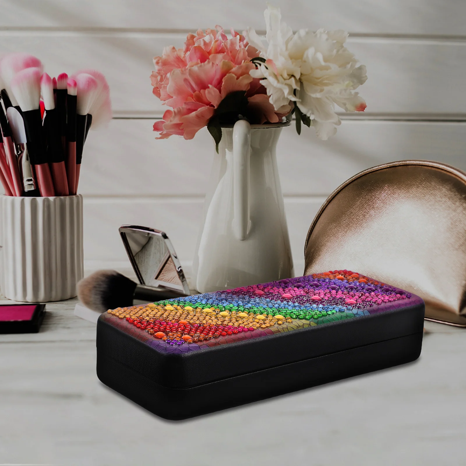 

Чехол для очков с алмазной живописью, твердый корпус, портативные солнцезащитные очки, органайзер для хранения в путешествиях, портативный футляр для очков