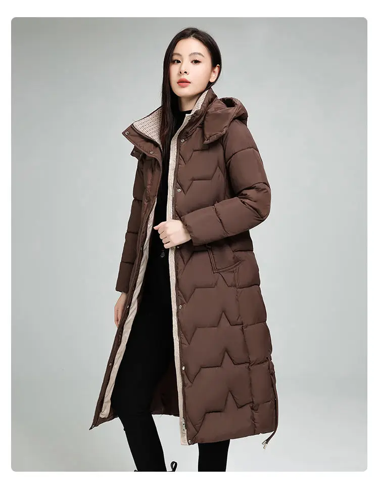 Female Long Down cotton Jacket 2026 Autumn Winter New Fashion Thicken Hooded Coat Women's Windproof Puffer Long Parka Overcoat