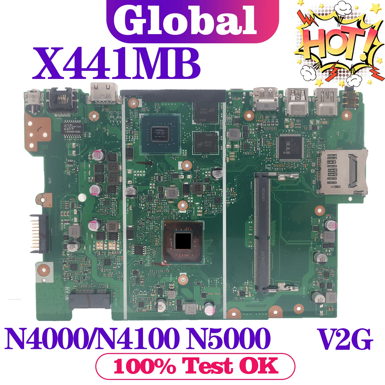 KEFU Mainboard For ASUS X441MB X441MA X441M A441M F441M R441M Laptop Motherboard N4000/N4100 N5000 V2G/UMA