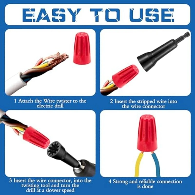 Herramienta de torsión de alambre, herramienta de torsión de alambre, pelacables de taladro, conector de cable de torsión, Spinner de torsión de alambre, fácil instalación, 2 uds.