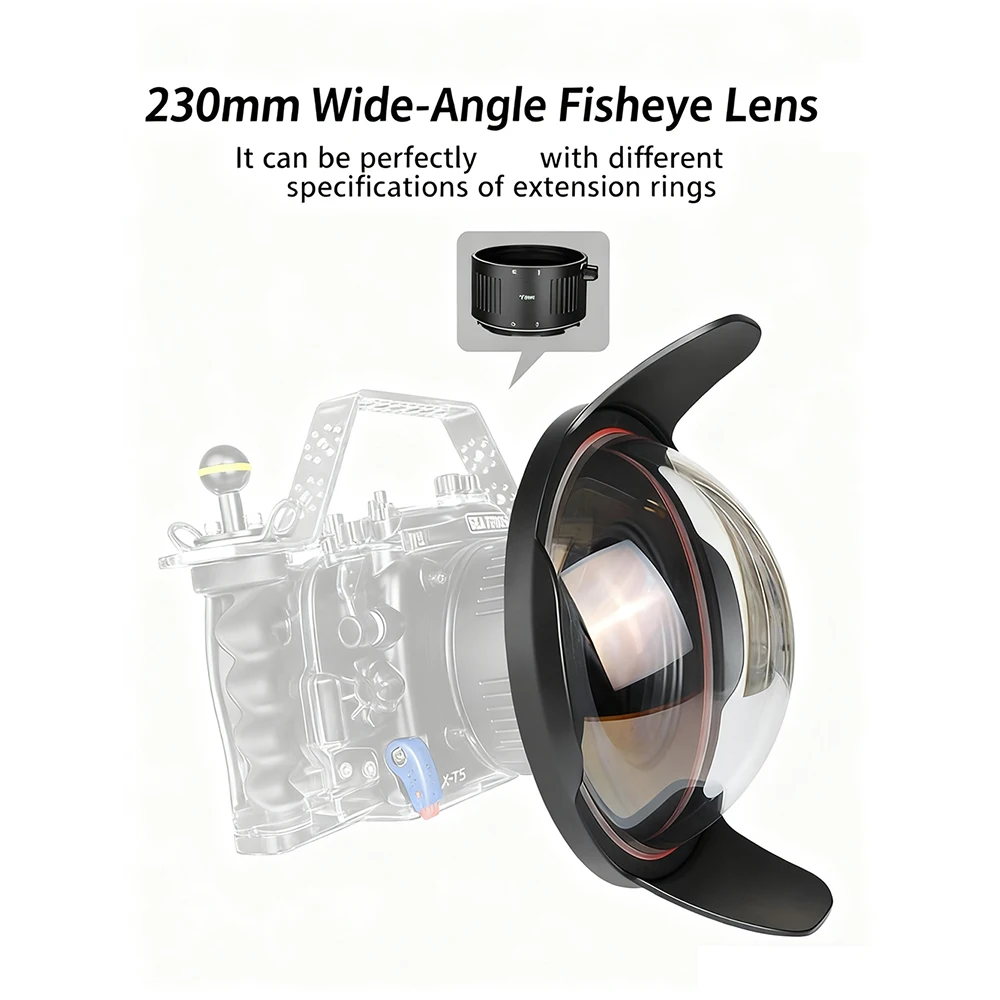 Optical glass 230mm 10 inch wide-angle cover universal Seafrogs aluminum alloy waterproof shell
