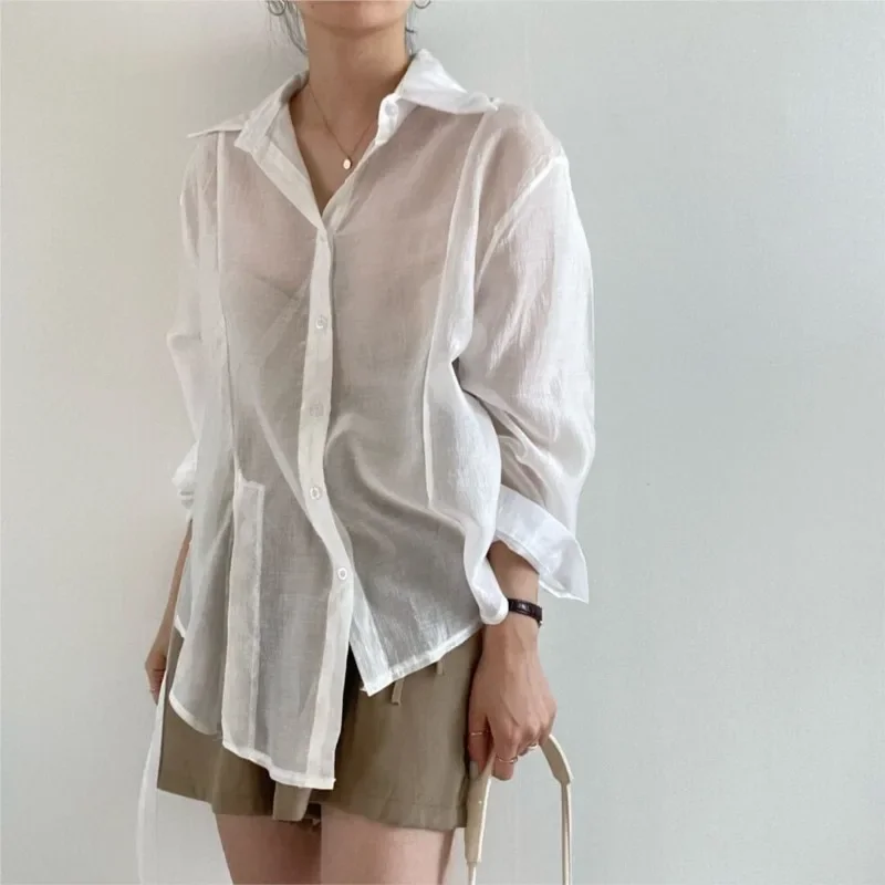 Elegant Office Long Sleeve Women Shirts Spring Autumn Casual Loose Lace-up Blouses 2025 Fashion Thin Style Solid Color Tops Lady