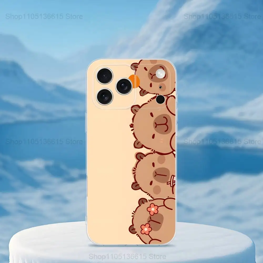 Funda de teléfono con pintura de capibara para iPhone 16,15,14,13,12,11,17 Pro,Max,Plus,X,XS,XR,SE,Mini cubierta suave transparente