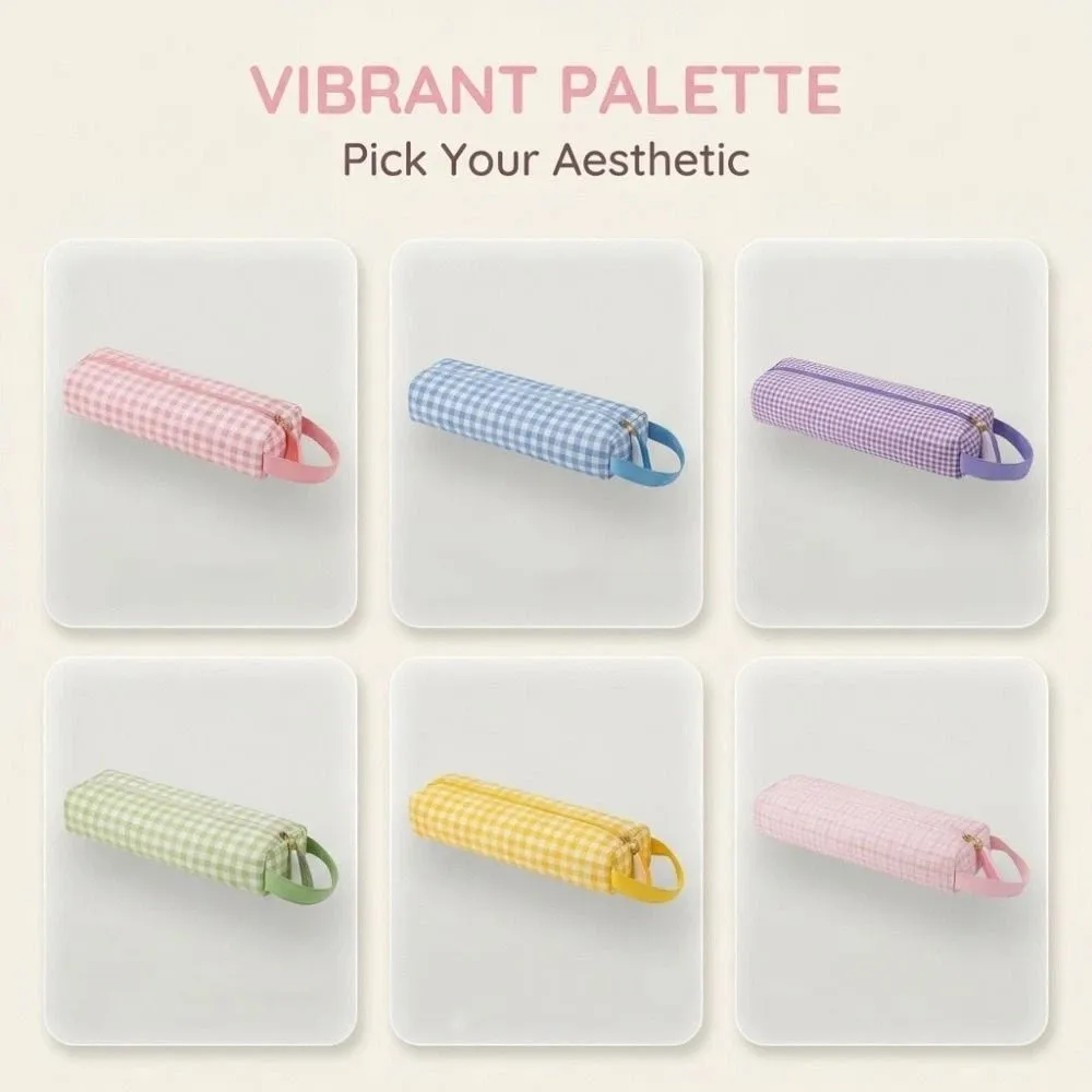 Plaid Pattern Hair Dryer Storage Bag Soft Large Capacity Curler Storage Bag Zipper Closure Dustproof Curling Iron Carrying Case