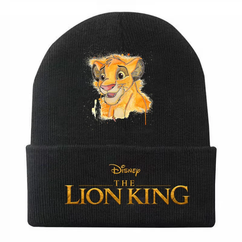 2024 The Lion King Simba Printed Hat Winter Warm Child Hat Knitted Cap Beanie Hat Girls Boy Stretch Knitted Crochet Beanies Hats