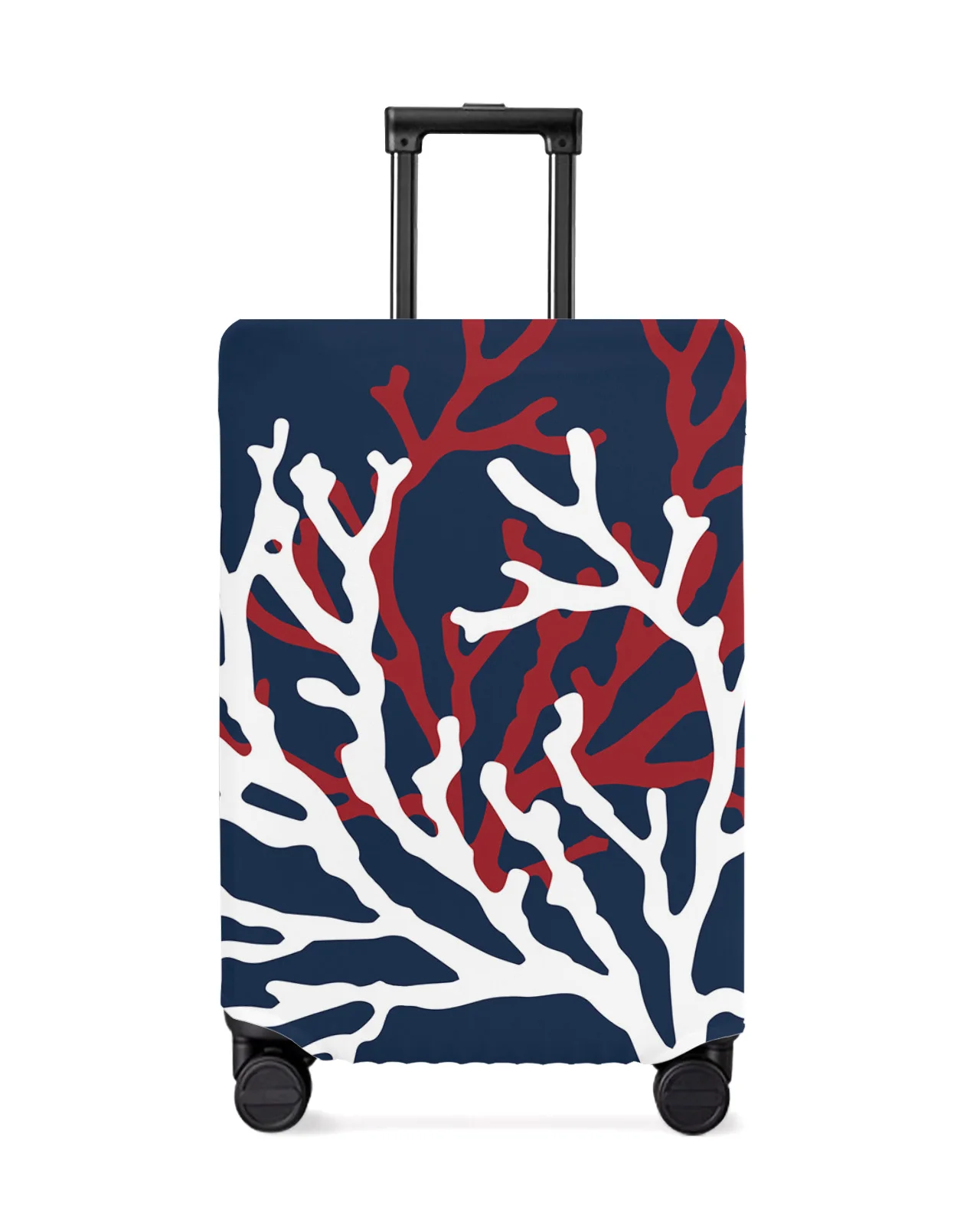 

Summer Sailing Marine Life Beach Coral Navy Blue Luggage Cover Stretch Baggage Dust Cover for 18-32 Inch Travel Suitcase Case