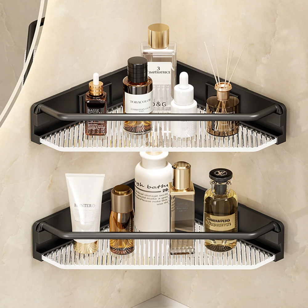 

Bathroom Organizer Rack No Drill Shelves Wall Mount Corner Shelf Shower Holder For Makeup Shampoo Storage Bathroom Accessories