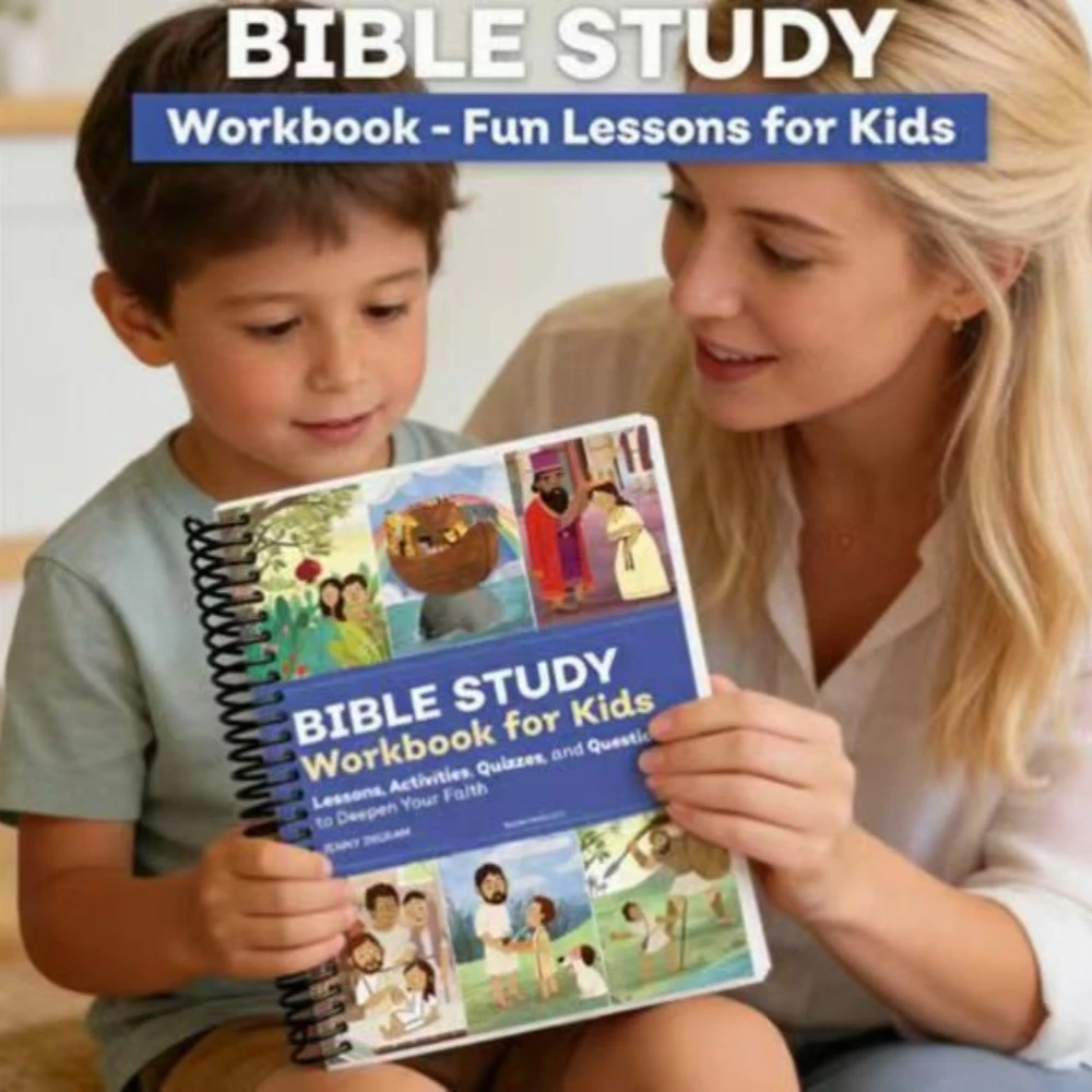 Kids Bible Study Workbook, Children Christian Activity Book, Spiral Sunday School Journal, Interactive Faith Devotional Notebook