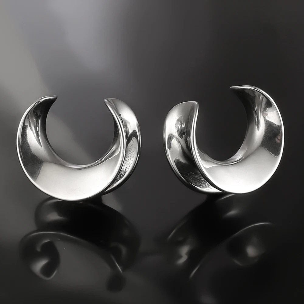 2PCS Moon Ear Saddle Plugs for Stretched Lobe Piercing