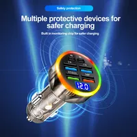 200W 6 Ports Car Charger Fast Charging PD QC3.0 USB C Car Phone Charger Type C Adapter in Car For iPhone Samsung Huawei Xiaomi