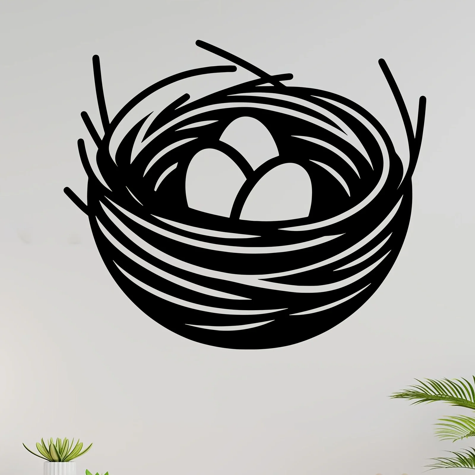 Bird Nest Eggs Iron Wall Art Rustproof Indoor Outdoor Garden Fence Hanging Decor Ornament Home Patio Nature Theme