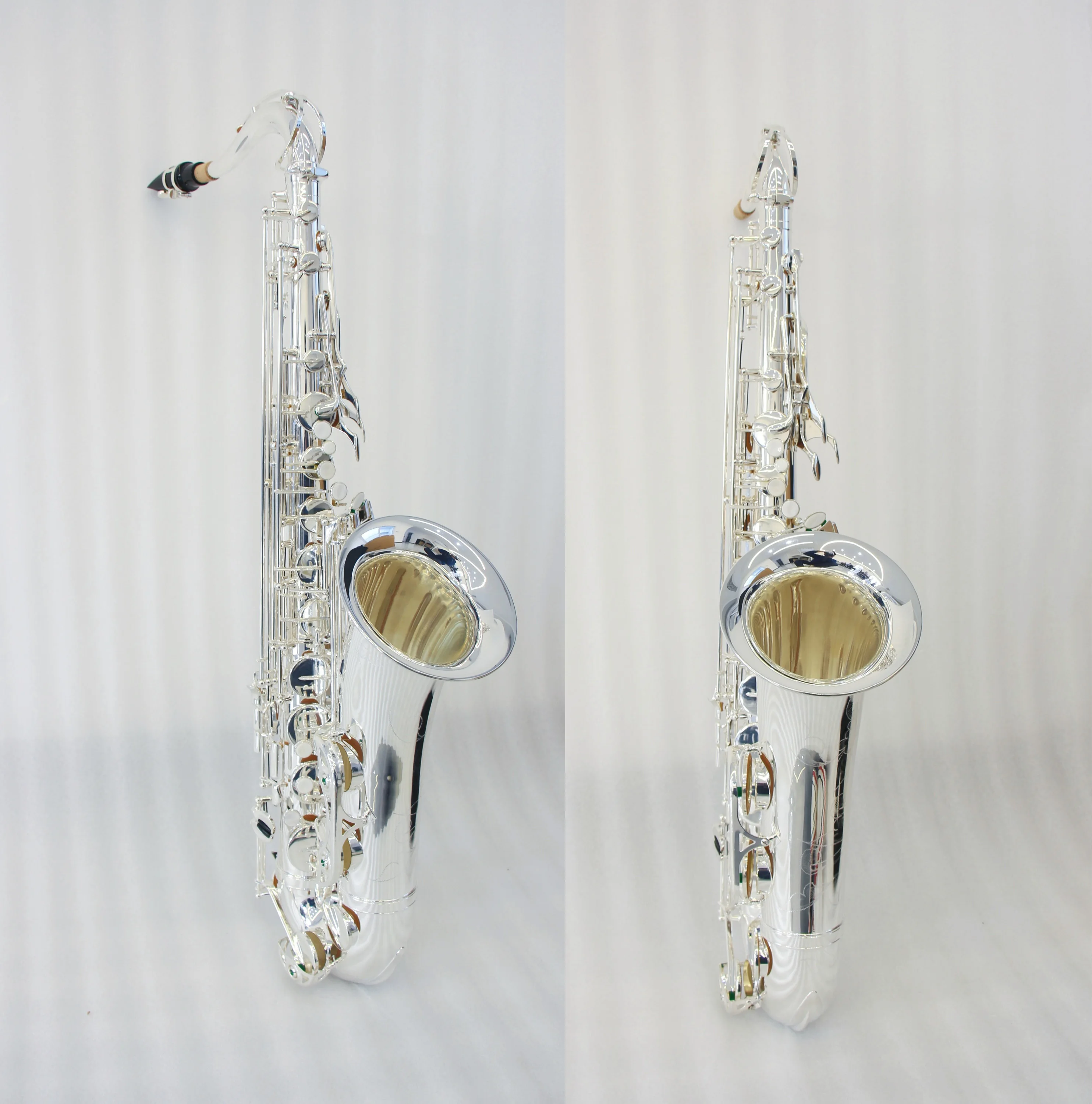 Well-crafted Musical Instruments Brass Body Bb Tone Tenor Saxophone With Silver Plated And Mother-of-Pear Inlays