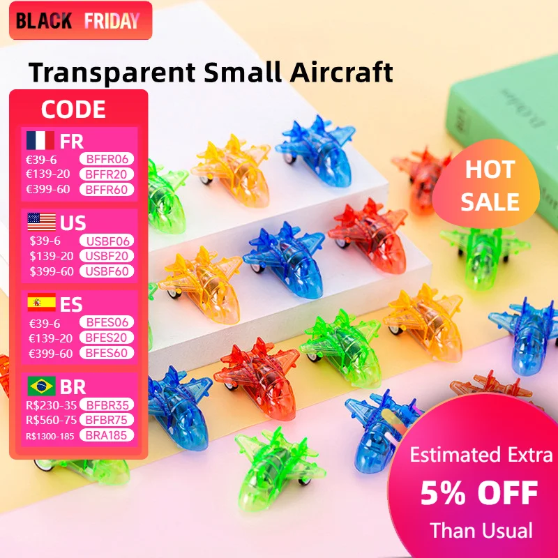 20Pcs Creative Mini Car Boys Kid Plastic Transparent Pull Back Car Small Aircraft Toys Favor Party Educational Birthday Gifts