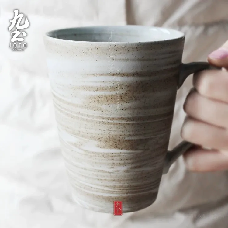 JOTO Handmade Ceramic Mug Japanese-style Coffee Cup Rustic Pottery Water Cup for Men CFR0029