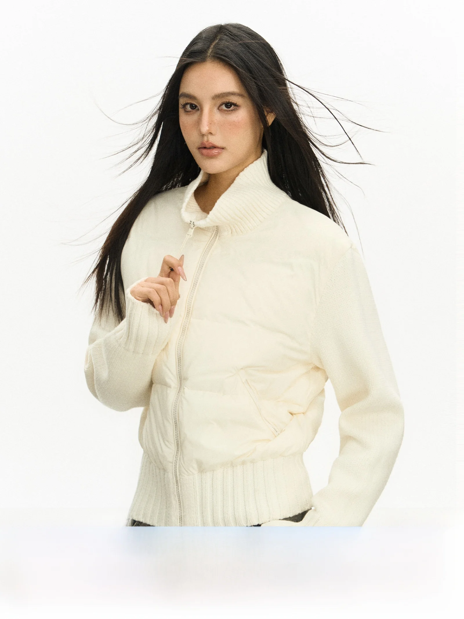 

Ariseism American Sle Retro Knitted Patchwork Women's down Jaet Lightweight Winter New Arrival Straight Cut Polyester Fiber