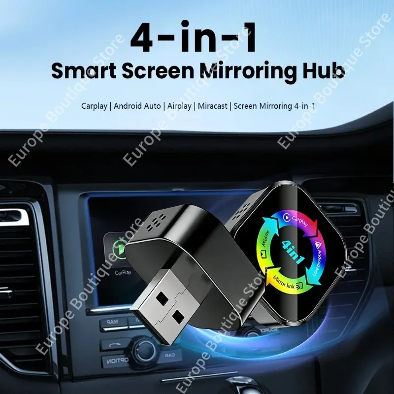 Convenient 4IN1 Wireless CarPlay Adapter 2026 New Apple Android Mirror Link Auto Link Car Entertainment Accessory