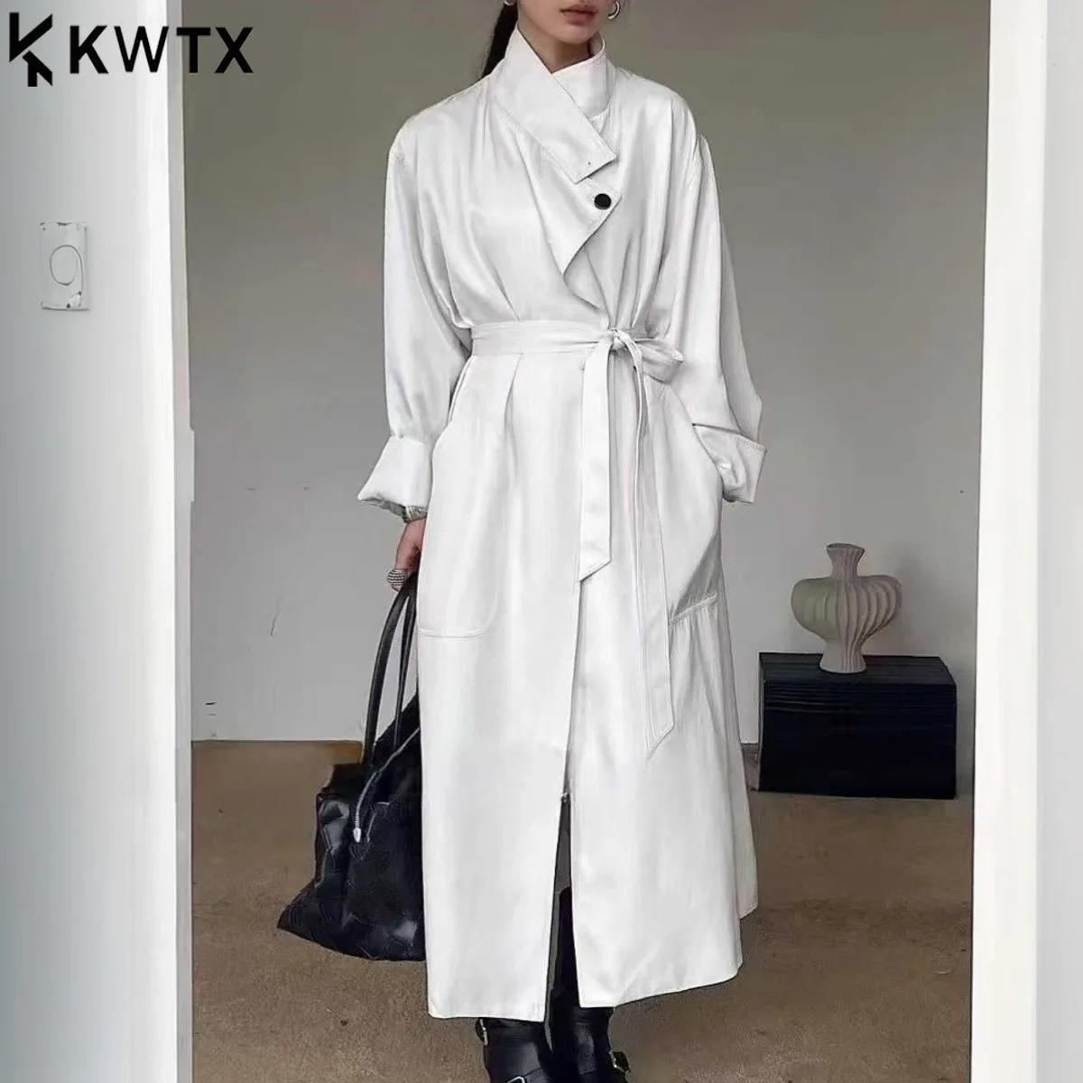 

KWTX 2025 женская облегающая официальная ветровка, новое модное пальто, классический наряд, высококачественный топ с несколькими карманами, дизайн рабочей одежды