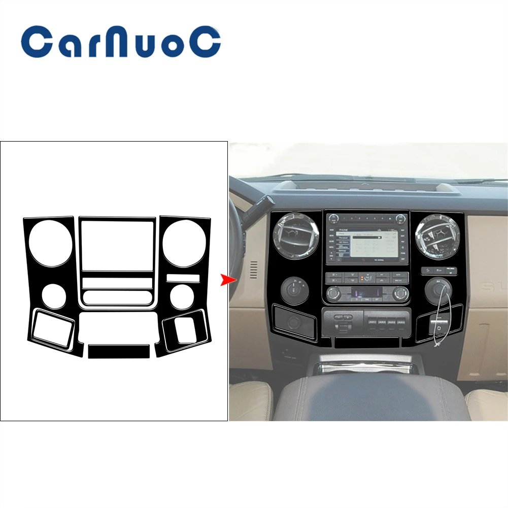 For Ford F-250/350/450/550 2011-2016 Center Control Panel Decorative Piano Black Stickers Car Interior Cover Trim Accessories