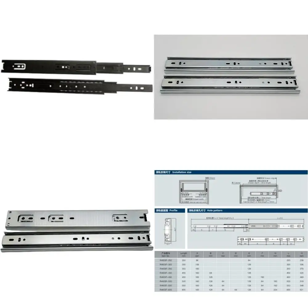 

Сверхмощные направляющие для выдвижных ящиков с шарикоподшипниками, емкость 100 фунтов, 18 черных комплектов, 5 пар, полный выдвиг, гладкое скольжение, прочное оборудование