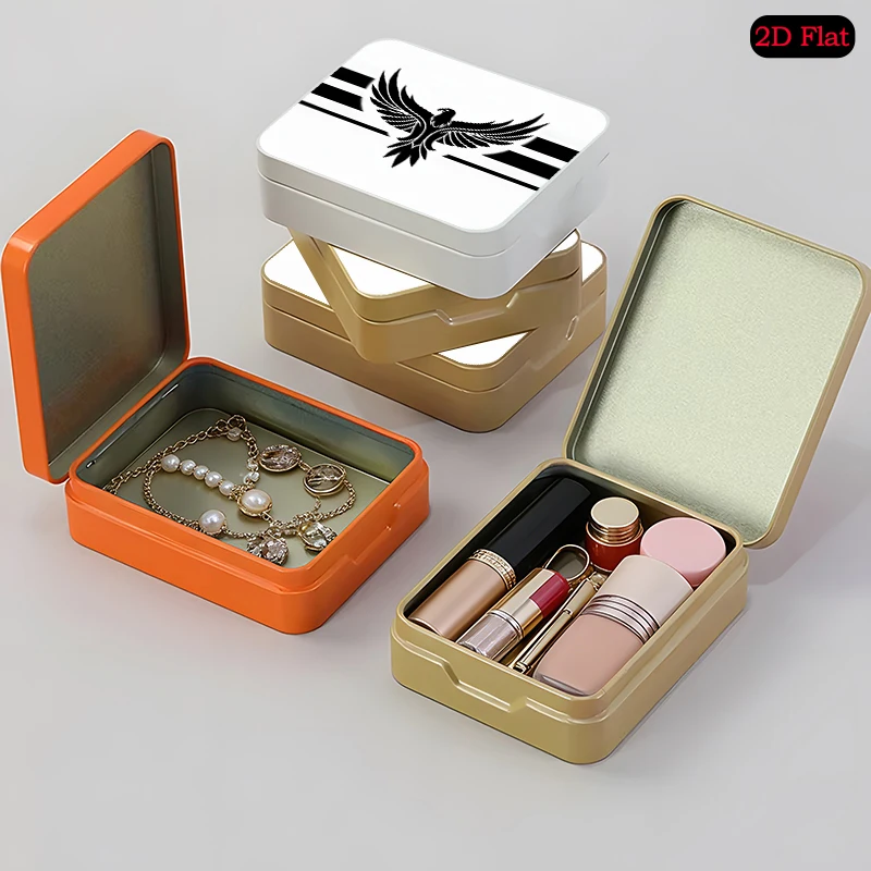 Eagle Silhouette with Striped Background Theme Creative Novelty Flip Top Square Tin Box, Mini Pocket Tin Case, Holiday Gift