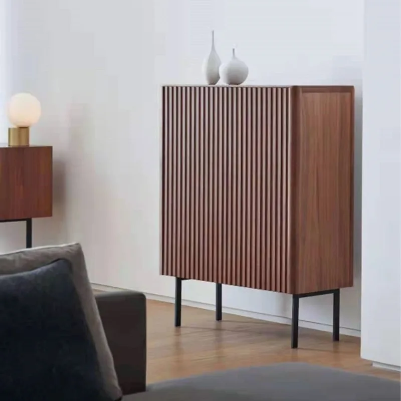 

Nordic solid wood high-footed dining side cabinet modern simple living room entrance cabinet designer decorative side cabinet