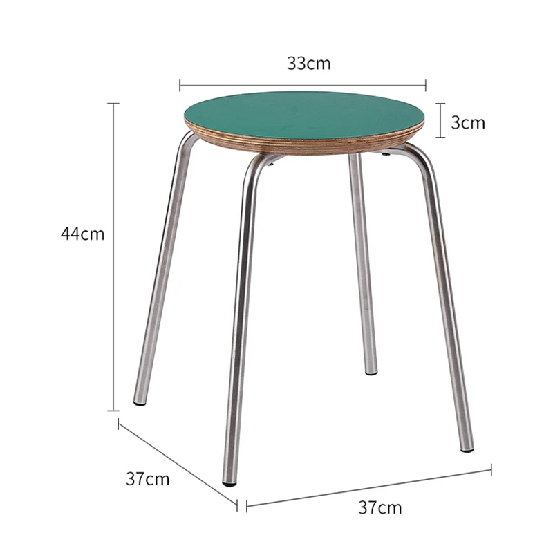 Wuli Medieval Style Stool Can Be Stacked Household Dining Table Round Stool Stainless Steel Simple Living Room Small Stool