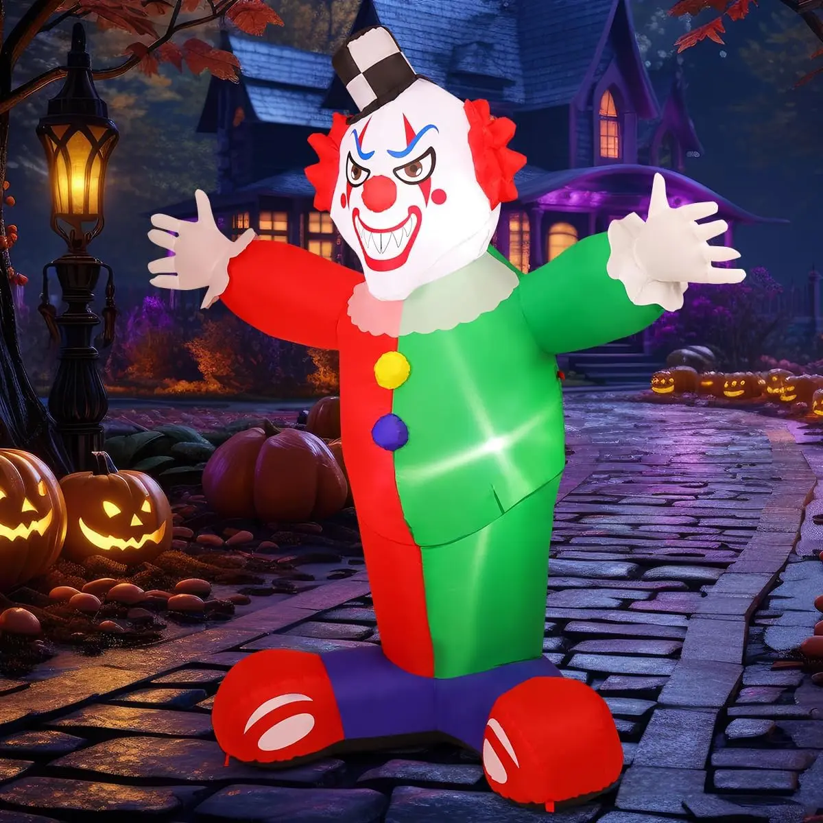 7.2 FT Halloween Clown Inflatables LED Lights Outdoor Yard Garden Decoration for Holiday Parties