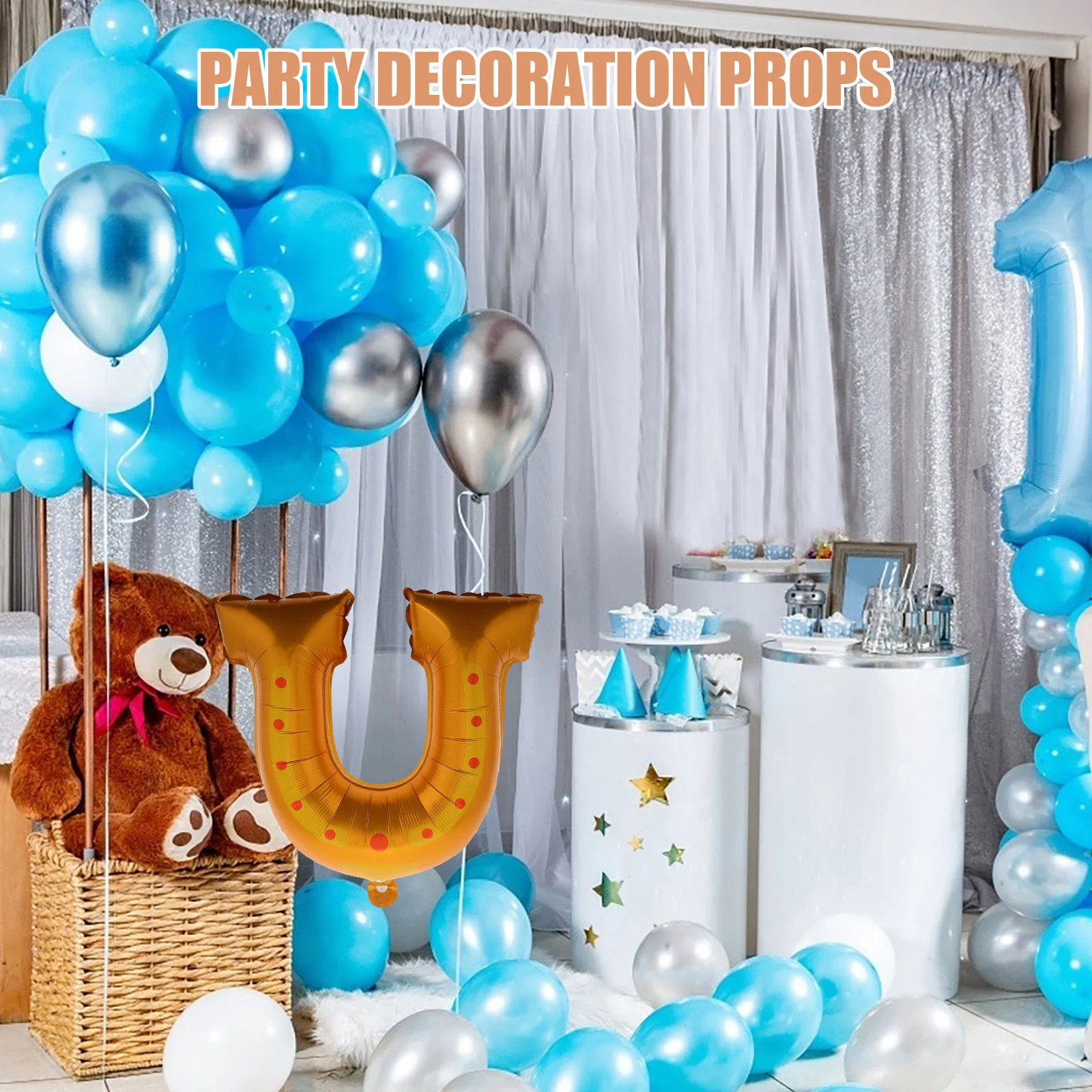 

10Pcs Gold Aluminum Foil Horseshoe Balloons U Shaped Party Decor for Wedding Engagement Birthday Celebration