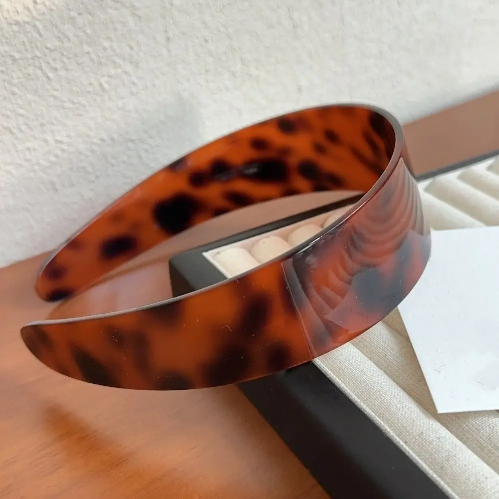 

Trendy Acetic Acid Leopard Headband Headdress French Retro Hairband Coffee Headwear Korean Style Hair Hoop Photograph