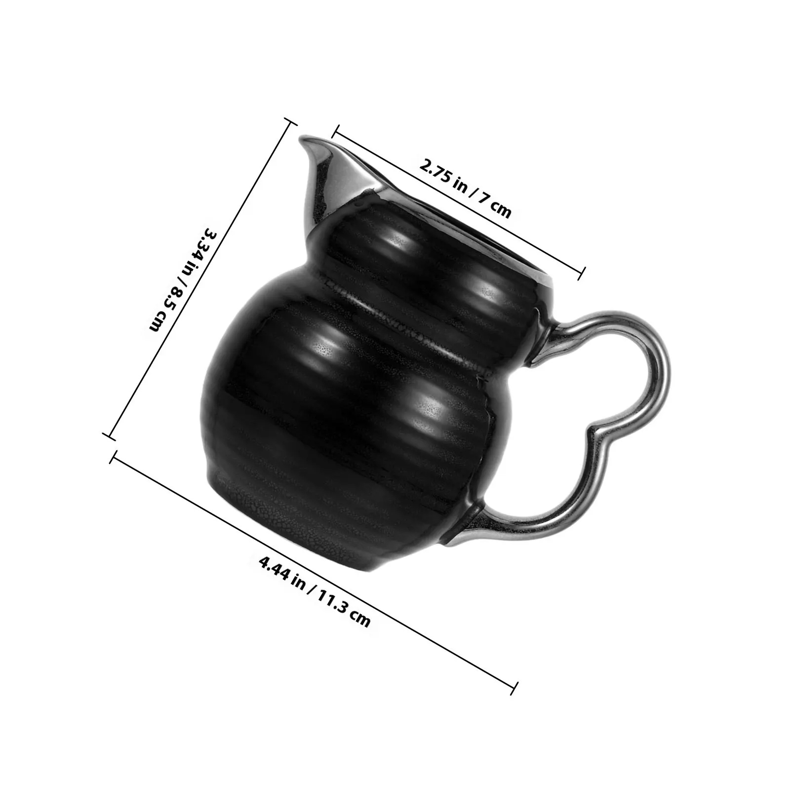 Small Ceramic Milk Jug Cloud Pattern Black Gold Glaze Creamer Pitcher for Coffee Tea Maple Syrup Butter Serving Portable Milk