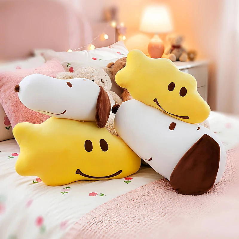 Cute Snoopy and Woodstock Plush Pillow Set Ultra Soft Long Cushion for Bedroom Sofa Decoration Perfect Gift for Peanuts Fans
