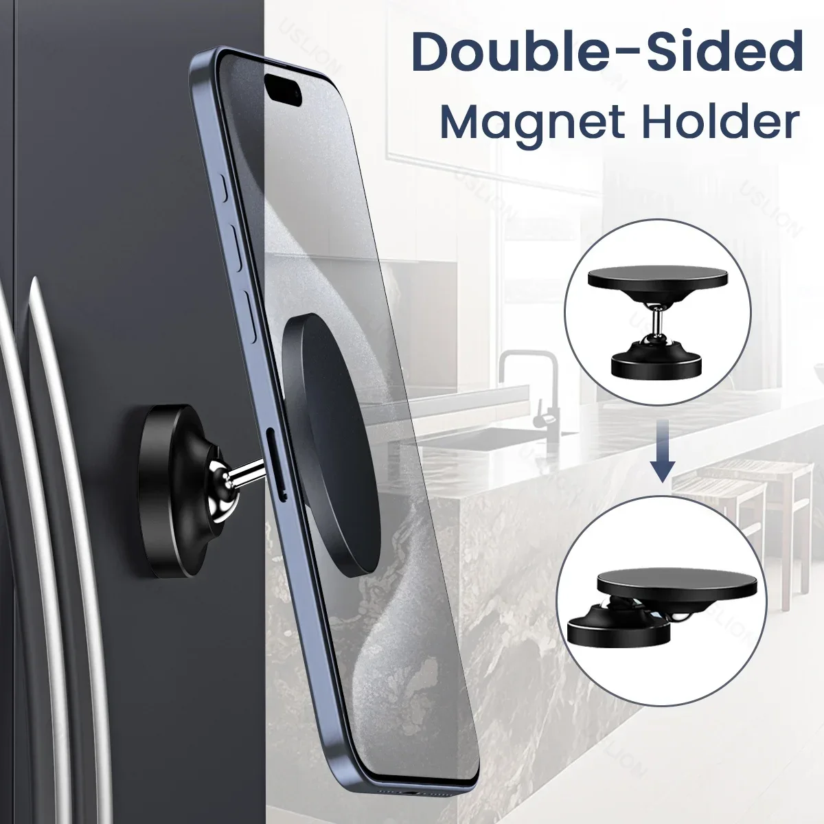 

Dual Magnetic Phone Stand Holder Gym Mate 360 Degree Rotation Hands Free Videos While Working Out Universal Double Sided Holder