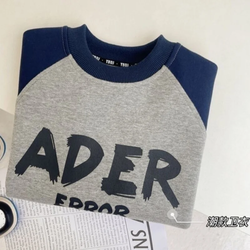 Толстовка с длинными рукавами и вышивкой букв для мальчиков весна-осень 5-12 лет, детские модные топы, школьная одежда, детская верхняя одежда