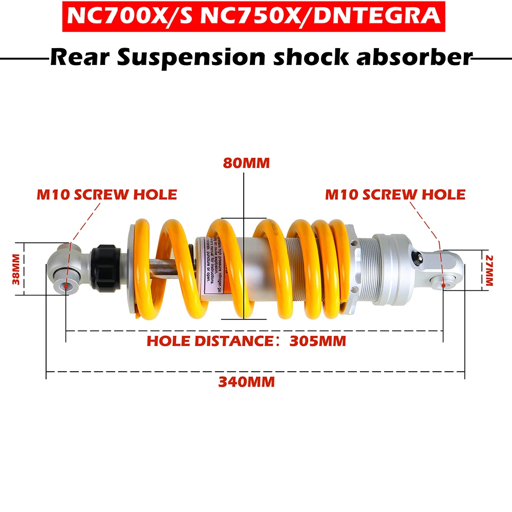 For NC700X NC700S 2012-2017 NC750X NC750D NC750 NTEGRA CB500X CB500F Motorcycle Rear Shock Absorber Springs 340MM 750 Lb