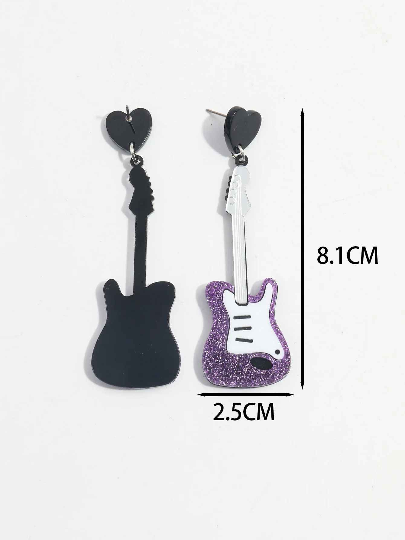 New Acrylic Glitter Classical Guitar Drop Earrings for Women Girls Music Festival Instrument Pendant Earrings Party Jewelry Gift